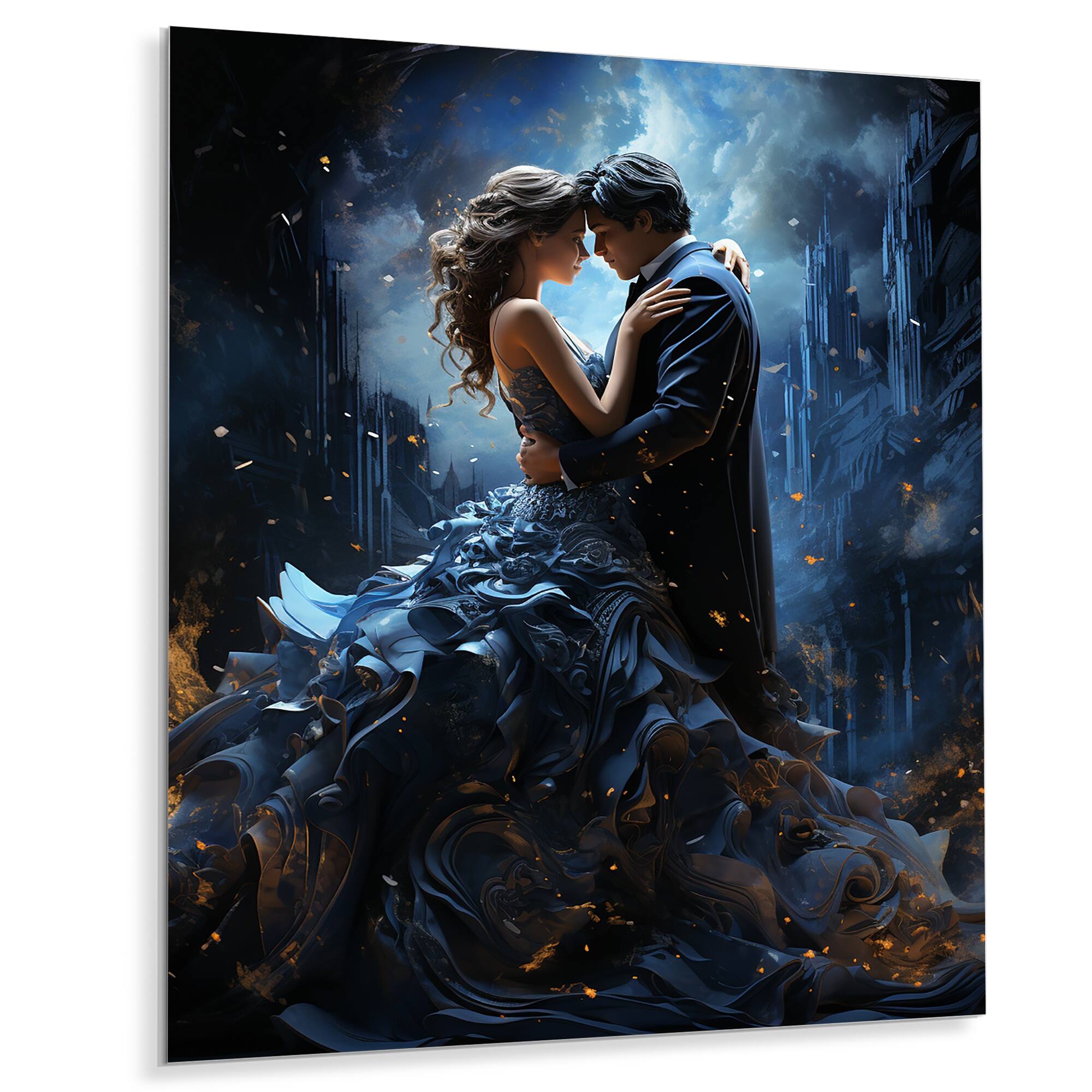 Designart "Wedding Couple Celestial Union IV" Romantic Metal Wall Art